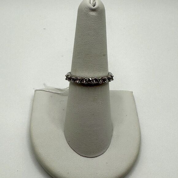 SALE! Beautiful, simple CZ diamond band in stamped sterling silver! - Picture 1 of 10